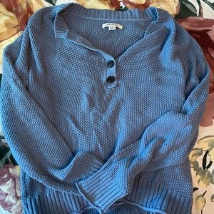 American eagle; blue button up sweater